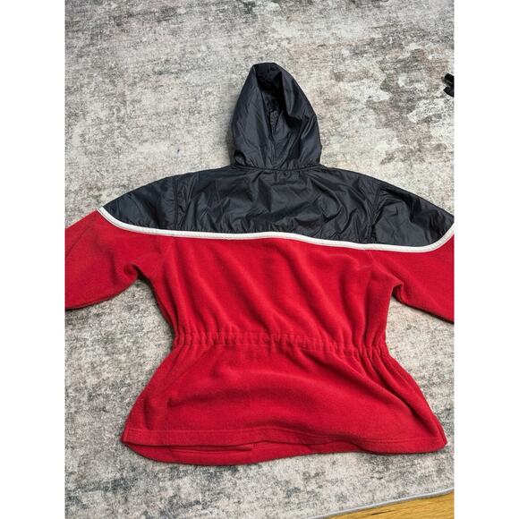 VTG Wrangler Sherpa 1/4 Zip Pullover Hoodie Sz L Jacket Red Gorpcore Colorblock - Picture 4 of 4